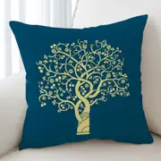 Golden Yellow Tree over Blue Cushion Cover