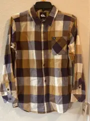 Quicksilver Mens Multicolor Plaid Flannel Long Sleeve Regular Fit Shirt Size L