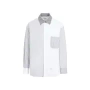 [Thom Browne] Thom Browne-White Cotton Funmix Oversized Long Sleeve Shirt-Uomo 3 NUM