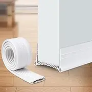 Door Seal Strip, Door Draft Stopper Silicone Under Door Seal for Exterior/Interior Doors, Strong Adhesive Door Weather Stripping Sound Proofing Under Door Draught Stopper 39" Length (White)