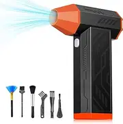 4 Gear Adjustable 110000RPM Electric Air Duster for Computer Keyboard, Rechargeable Cordless Air Duster for Outdoors, Car, Home Cleaning (Orange)