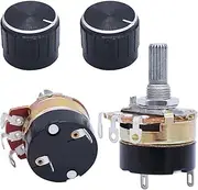 TWTADE/2Pcs wh138 250K Ohm Single Linear Taper Dimmer Potentiometer with on/Off Switch + 2pcs Black Aluminum Alloy knob