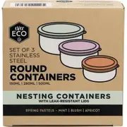 EVER ECO Stainless Steel Round Containers Spring Pastels - Leak Resistant 3