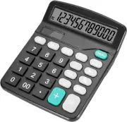 Desktop Calculator with Big Buttons, Dual Power Source, Solar and Battery, Large