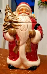 santa clause christmas cookie jar hand painted tabletops Winter Wonderland