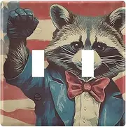 AIXIWAWA Switch Plate American Raccoon Print, 1 Pack Home Decor Wall Plates 3-gang with Screw Size 6.37x4.48x0.27 in