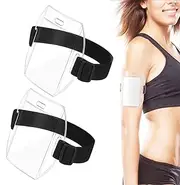 Arm Badge Holder with Adjustable Strap, 2Pcs Armband ID Card Badge Holders, Arm Badge Holder Armband ID Card Badge Holder, Arm Badge Holder Arm Visibility PVC ID Card Holder with Adjustable Strap