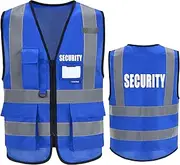 Reflective Security Safety Vests Heavy Duty with 7 Pockets and Front Zipper