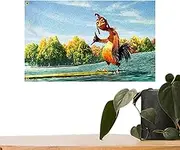 Chicken Joe Flag, 150x90cm Chicken Joe Tapestry, Double Sided Flag Banner, Decorative Chicks Tapestry Banners With Metal Ring, Wall Flag Hanging Surfs Up Poster, For Room Art Decor
