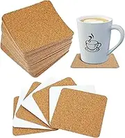 YBVABE Self-Adhesive Cork Squares 95x95x2mm – 60 Pack Thin Natural Cork Sheets for DIY Crafts, Wall Décor, Coasters & Anti-Slip Pads