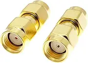 2 PCS SMA Male to SMA Female Sockets, Used for Antenna SMA to SMA Coaxial Adapter Connector Converter(RP SMA M to RP SMA M)