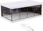Abbraccia 1:64 Scale Model Car Show Case Vehicle Garage Showcase Lighted Built in Led Diecast Car Display for Doll Diecast Car, Brown