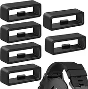 6 Pack Band Keepers for Garmin Vivoactive 5 3/Forerunner 645 245 165 55/Venu Sq/Vivomove/Fenix 7S 6S 5S Watch Bands, Silicone Replacement Watch Band Loop/Holder/Retainer/Fastener Rings