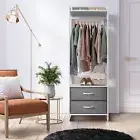 Sorbus Clothing Rack Stand w 2 Drawers - Closet Storage Organizer (Gray White)