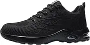 [FouncY] Safety Shoes Mens Safety Trainers Womens Steel Toe Cap Trainers Lightweight Work Trainers Safety Boots Breathable Comfortable Industrial Sneakers-Black||40