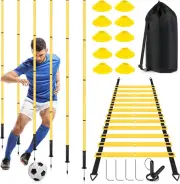 Soccer Agility Training Equipment: 6 Soccer Agility Poles, 20Ft Agility Ladder,