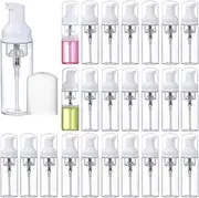 25 Pack 60ML/2oz Clear Foam Dispenser Bottles Mini Liquid Foaming Bottles Travel Foaming Soap Pump Dispenser Plastic Foamer Bottles for Refillable Travel Hand Soap Foaming Shampoo Castile