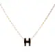 【HERMES】Mini Pop H pendant 立體橢圓簍空項鍊(黑/玫瑰金)
