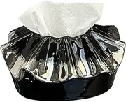 LeoLeoyy Modern Ruffled Lace Tissue Box, Light Luxury Tissue Holder, Unique Tissue Box, Upscale Coffee Table Ornaments, Paper Napkin Holder, Gifts for Dining Room (Silver)