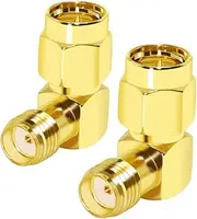 CNARIO SMA Coax Adapter SMA 90 Degree Connector SMA Male to SMA Female Right Angle Adapter Gold Plated SMA Cable Adapter SMA Plug (Pin) Jack(No pin) Connector for WiFi/Two-Way Radio/FPV Drone 2PCS
