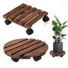 Round/Square Plant Stand Wheels Rolling Plant Caddy Stand Garden