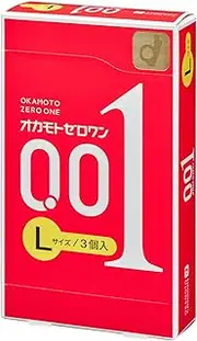 Japan Okamoto 001 0.01 mm Zero One Thinnest Condoms Large Size 3 Pieces