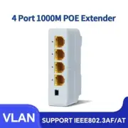 4Port Gigabit POE Extender 1000M 1 to 3 Switch Repeater IEEE802.3AF/ Plug&Play