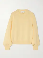 [HIGH SPORT] HIGH SPORT - Lara Cotton Sweater - Pastel yellow - large large Yellow