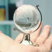 80mm Mini World Globe Crystal Glass Clear Paperweight Desk Office Home Decor