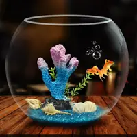 在飛比找樂天市場購物網優惠-烏龜缸 魚缸生態圓形玻璃金魚缸烏龜缸桌面小型造景水培花瓶圓型