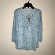 Chico's Women's 00 (XS) 3/4 Sleeve Button Front Tie Neck Lined Blouse NEW