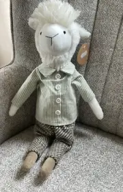 Mud Pie Dressed Llama Plush 16" Stuffed Llamas Tweed Pants~New w/Tag