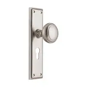 6566E Door Knob Milton Euro Pair Satin Nickel H200xW50xP73mm