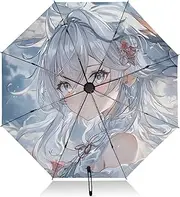 [PDZRMY] Anime Dragon Woman UV Protection Travel Umbrella Compact for Rain and Sun - Auto Open and Close UPF 50+ Windproof Portable 46” Sun Umbrella for Women and Men