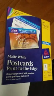 8386 Avery Matte White Matte 4x6 Postcards for Ink jet Printers 100 Cards
