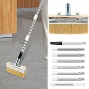 Deck Stain Brush with Long Handle 67inch Stainless Steel Extension Pole Deck Stain Applicator Multipurpose Deck Paint Brush for Painting Wood Deck Fence Door (Style 02)