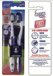 Fremantle Dockers Official AFL Toothbrush Twin Pack for Adults & Children 6+