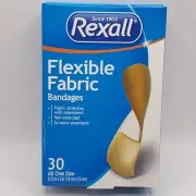 Rexall Flexible Fabric Bandages Band Aids First Aid 30 Count Box One Size