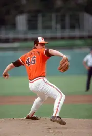 Mike Flanagan Baltimore Orioles pitches at a Major League Baseball- Old Photo 5
