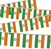 32FT Small India Pennant Flag Bunting,30 PCS Mini String Banner Strip Indians National Decor Rectangle for Holiday Restaurant Home Party School