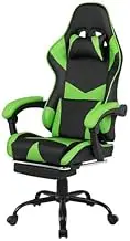 Ufurniture PU Leather Ergonomic Gaming Chair with footrest Computer Racing Chair Reclining Executive Office Chair Desk Chair for Adults Teens in Green & Black