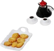 Kisangel Ceramic Tray Coffee Cup Model Tiny Set Miniature Decor Wear-Resistant Mini Kitchen Set Adorable of 1