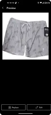 Mad Pelican Scratchy Palms Jeremiah's Trunk Shorts Grey Size XXL NWT