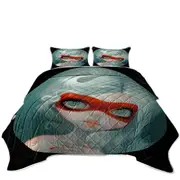Darling Girl Wearing Red Masquerade Mask Coverlet
