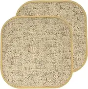 Sweet Home Collection Chair Cushion Memory Foam Pads Honeycomb Pattern Slip Non Skid Rubber Back Rounded Square 16" x 16" Seat Cover, 2 Pack, Broadway Camel/Brown