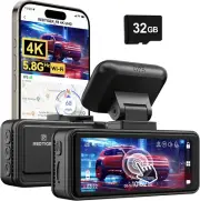 4K Dash Cam, 5.8Ghz Wifi App Control Dash Camera for Cars, 3.18'' Touch Screen 2