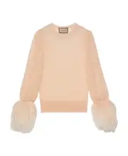 feather-trimmed mohair sweater M Nude