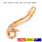 Gold Crystal Anal Dildo Clitoris Stimulator Ass Anal Plug Handle Couple Sex Toys