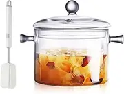 Glass Pots for Cooking with Lids Saucepan with Cover Simmer Pot Milk Pot Heat-Resistant Glass Stovetop Pot and Pan with Lid, Soup, Milk, Baby Food