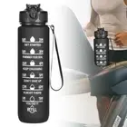1 Litre Motivational GYM Water Bottle with Straw & Time Marker BPA Free Sports